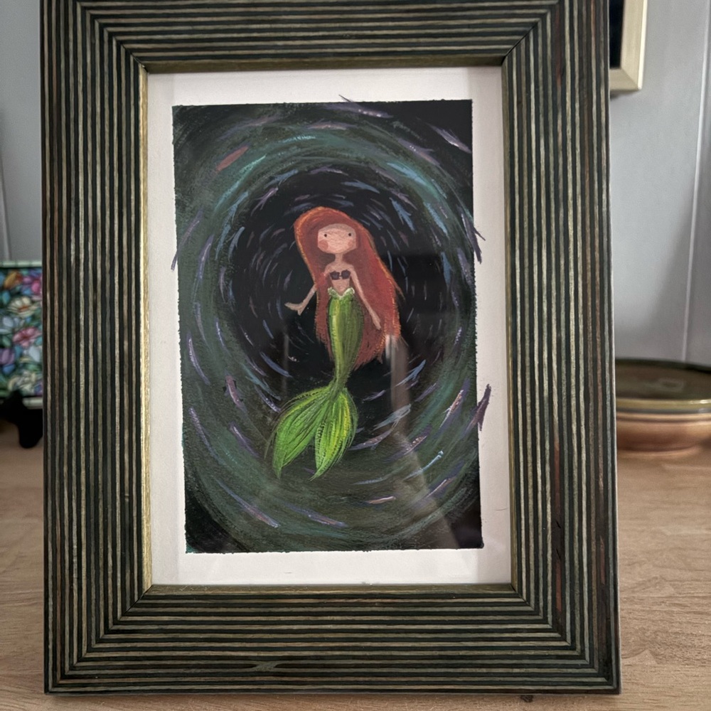 Mermaid Fish Tornado Framed Print by Newspaper Balloon